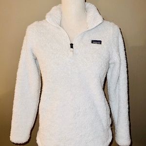 Patagonia Girl's Los Gatos Fleece Sherpa 1/4 Zip White Pullover Large (12)